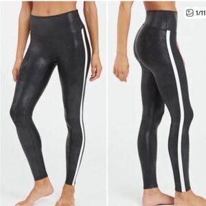 Spanx Faux Leather Side Stripe Tight Size S